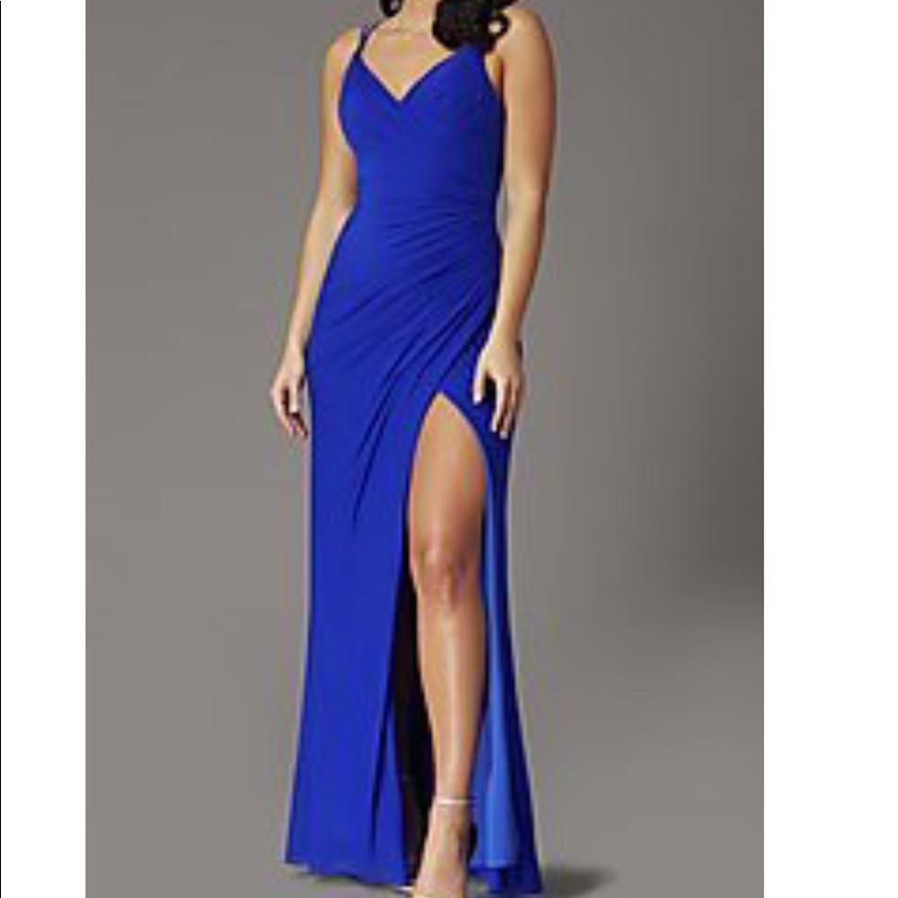 Long V-Neck Formal Wrap Gown